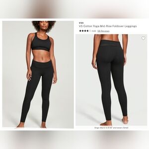 Victoria's secret cotton yoga mid rise foldover waist leggings LARGE BLACK